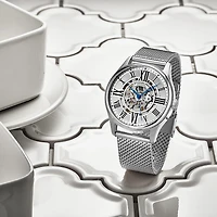 Stuhrling Mens Automatic Silver Tone Stainless Steel Strap Watch 3942m 1