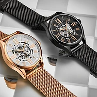 Stuhrling Mens Automatic Rose Goldtone Stainless Steel Strap Watch 3942m 5