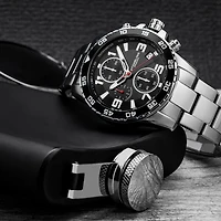 Stuhrling Mens Chronograph Silver Tone Stainless Steel Bracelet Watch 3957