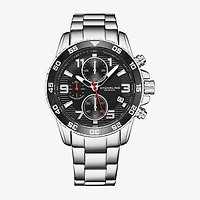 Stuhrling Mens Chronograph Silver Tone Stainless Steel Bracelet Watch 3957