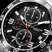 Stuhrling Mens Chronograph Silver Tone Stainless Steel Bracelet Watch 3957