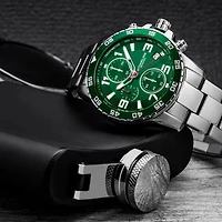 Stuhrling Mens Chronograph Silver Tone Stainless Steel Bracelet Watch 3957 3