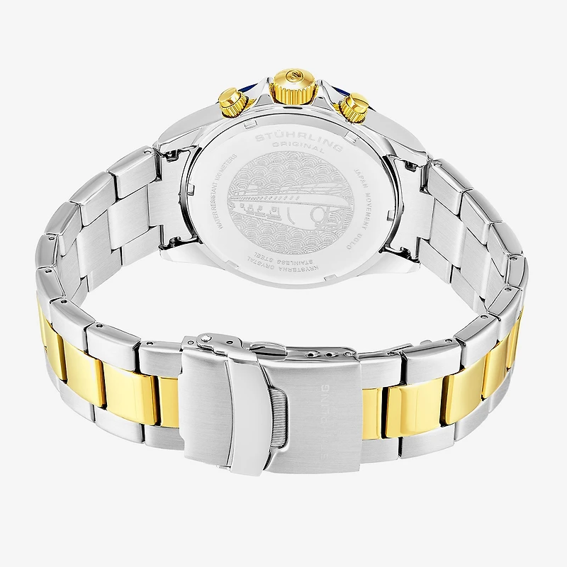 Stuhrling Mens Chronograph Two Tone Stainless Steel Bracelet Watch 3960 6