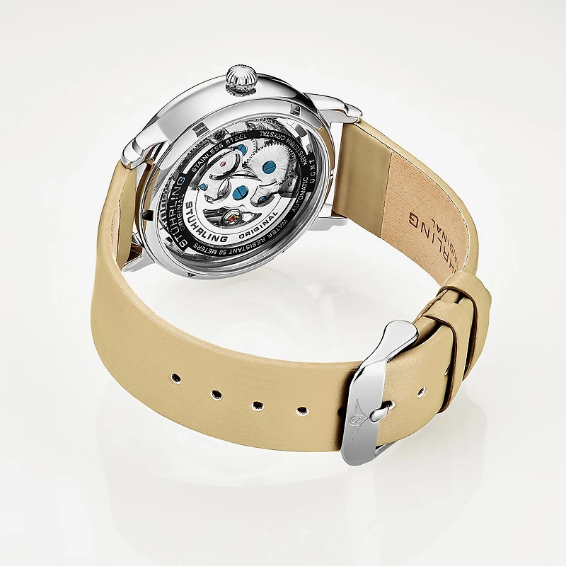 Stuhrling Womens Automatic Leather Strap Watch 3982