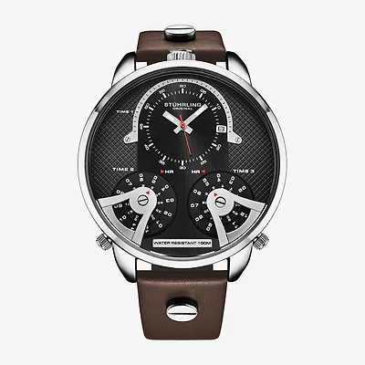 Stuhrling Mens Leather Strap Watch 4051