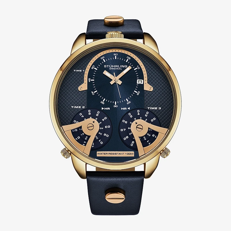 Stuhrling Mens Leather Strap Watch 4051