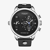 Stuhrling Mens Black Leather Strap Watch 4052