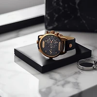 Stuhrling Mens Blue Leather Strap Watch 4052 3