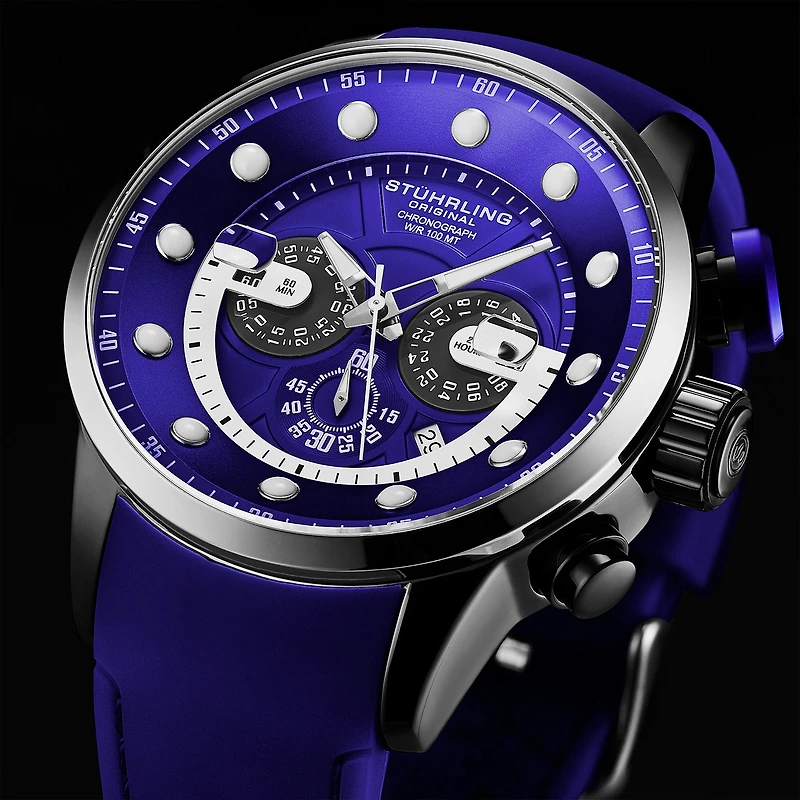 Stuhrling Mens Blue Strap Watch 4053 1