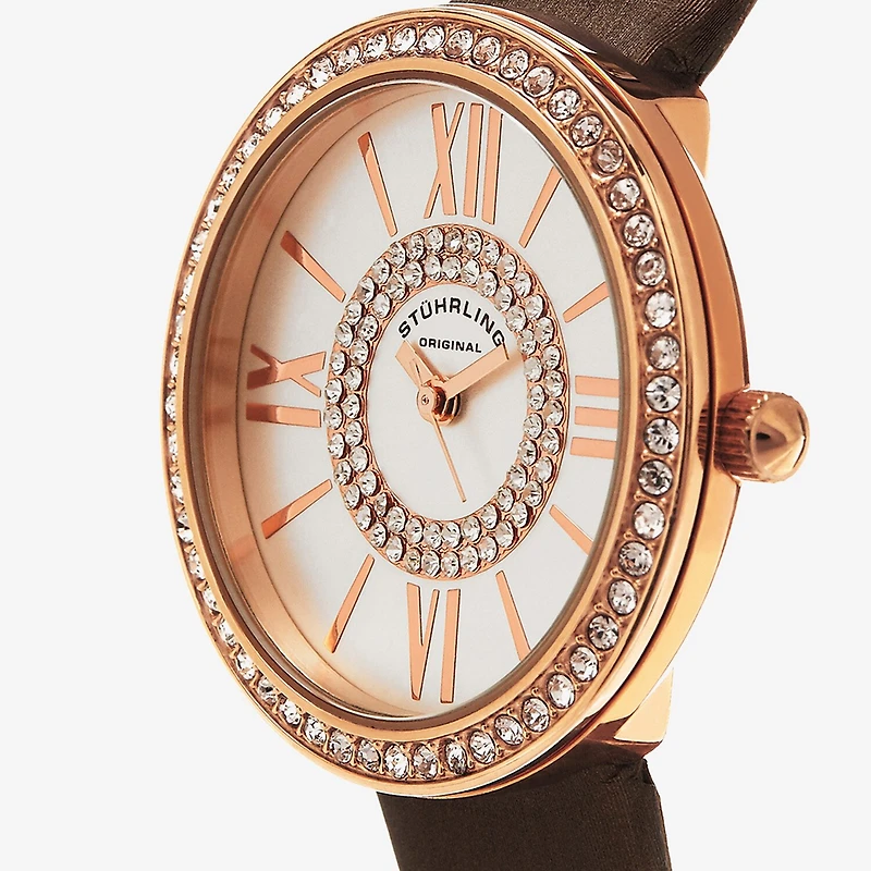 Stuhrling Womens Brown Leather Strap Watch 566 05