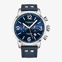 Stuhrling Mens Blue Leather Strap Watch 3956 2