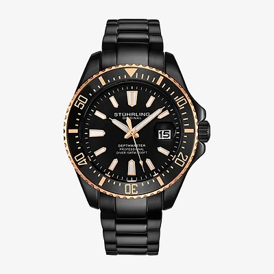 Stuhrling Mens Black Stainless Steel Bracelet Watch 3950a 9