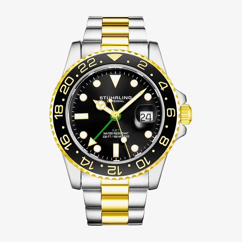 Stuhrling Mens Gold Tone Stainless Steel Bracelet Watch 3965 3
