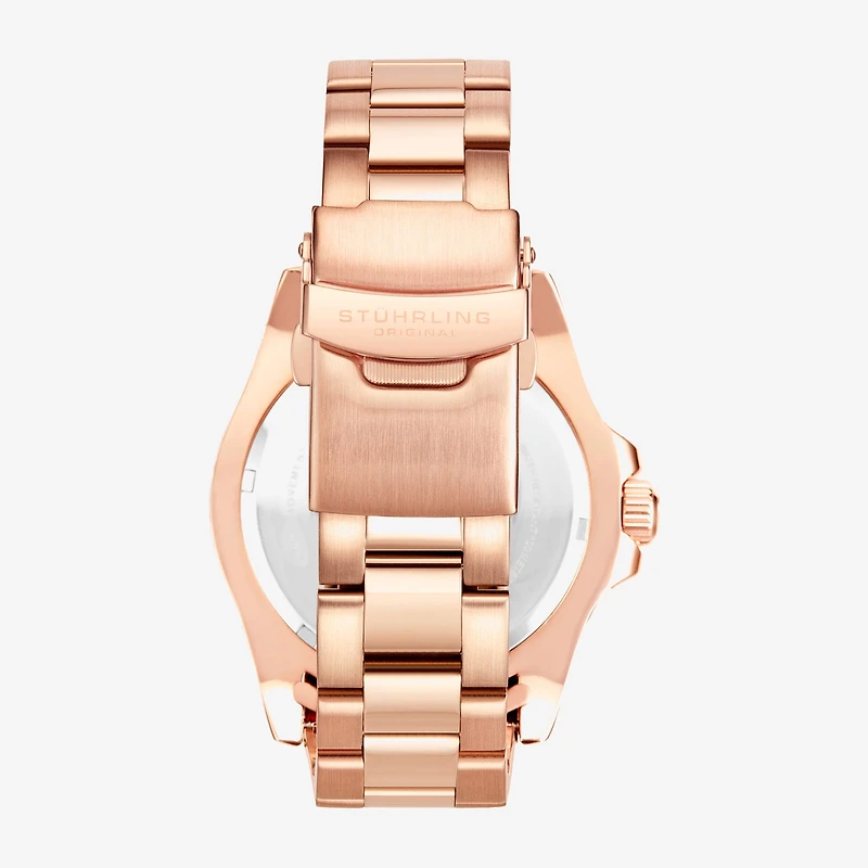 Stuhrling Mens Rose Goldtone Stainless Steel Bracelet Watch 3965 5