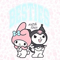 Womens Juniors Crew Neck Short Sleeve Regular Fit Kuromi My Melody Graphic T-Shirt