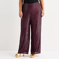 Premier Amour Womens Plus Wide Leg Pull-On Pant