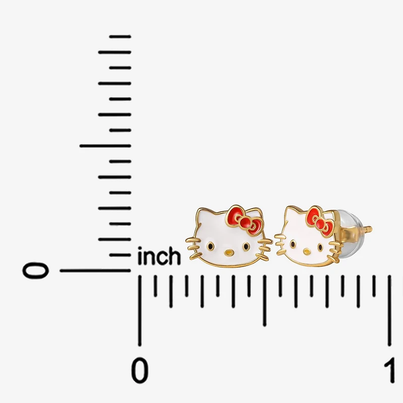 14K Gold Over Silver 6.4mm Hello Kitty Stud Earrings