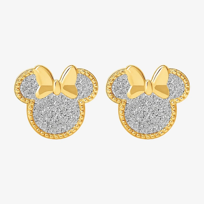 14K Gold Over Silver 8.9mm Minnie Mouse Stud Earrings