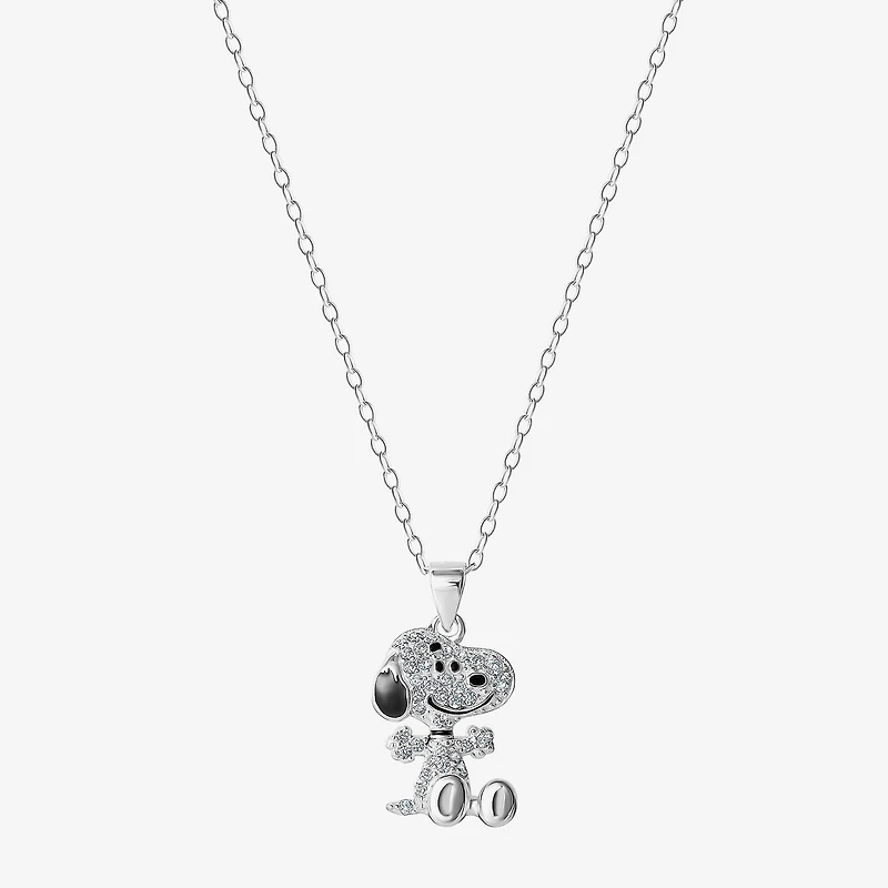 Girls Simulated Cubic Zirconia Sterling Silver 15 Inch Pendant Necklace