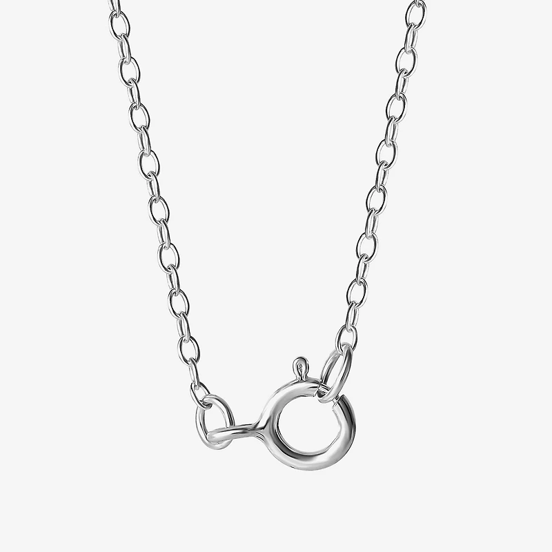 Girls Simulated Cubic Zirconia Sterling Silver 15 Inch Pendant Necklace