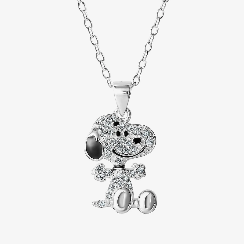 Girls Simulated Cubic Zirconia Sterling Silver 15 Inch Pendant Necklace
