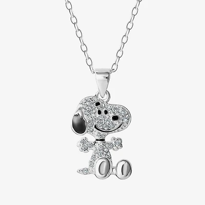 Girls Simulated Cubic Zirconia Sterling Silver 15 Inch Pendant Necklace
