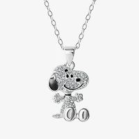 Girls Simulated Cubic Zirconia Sterling Silver 15 Inch Pendant Necklace