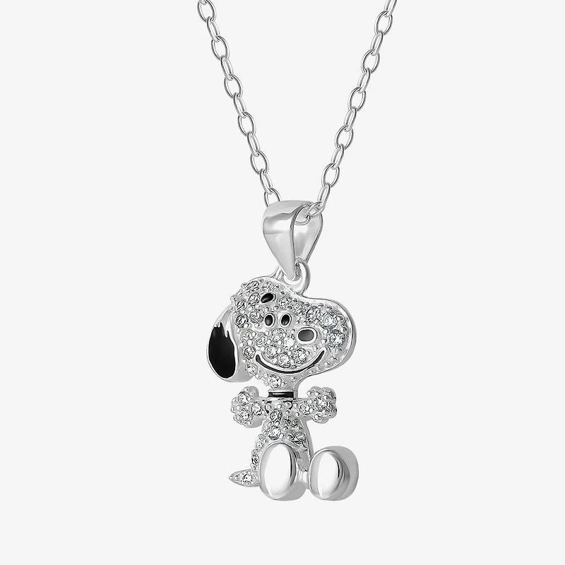 Girls Simulated Cubic Zirconia Sterling Silver 15 Inch Pendant Necklace