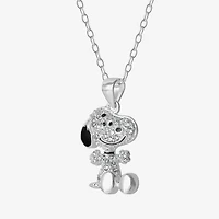 Girls Simulated Cubic Zirconia Sterling Silver 15 Inch Pendant Necklace