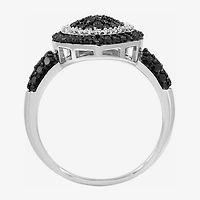 Womens CT. T.W. Natural Black Diamond Sterling Silver Round Cocktail Ring
