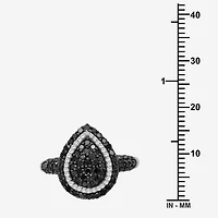 Womens CT. T.W. Natural Black Diamond Sterling Silver Round Cocktail Ring