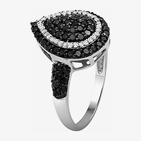 Womens CT. T.W. Natural Black Diamond Sterling Silver Round Cocktail Ring
