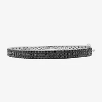 Womens 3 CT. T.W. Natural Black Diamond Sterling Silver Round Bangle Bracelet