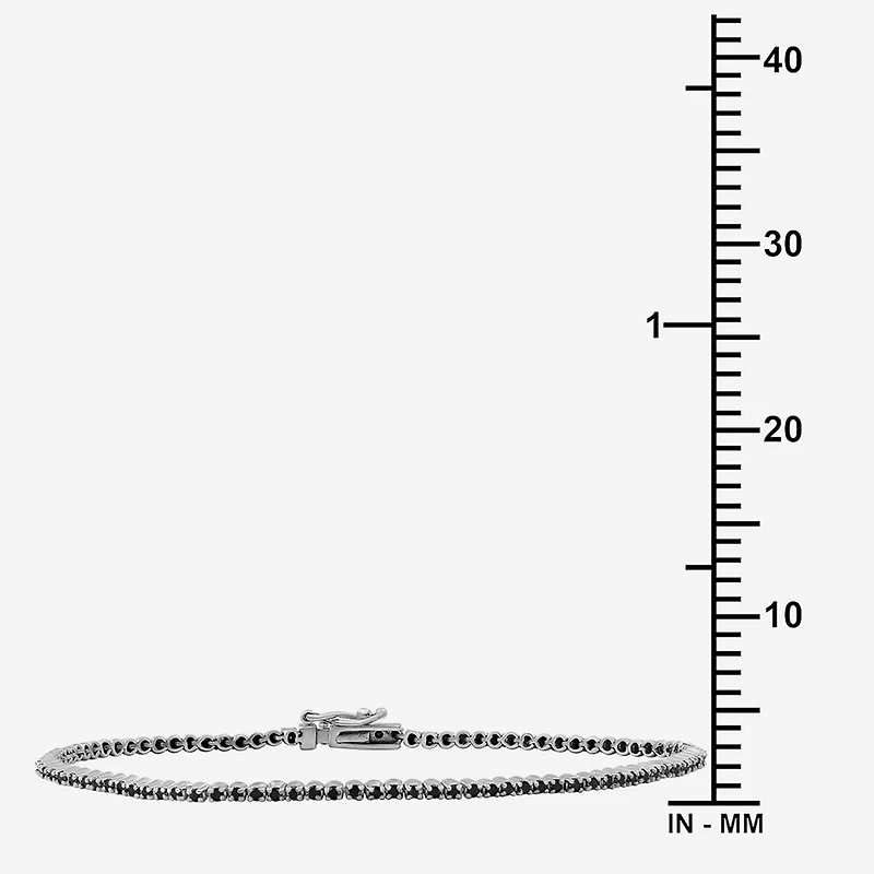 Womens 1 CT. T.W. Natural Black Diamond Sterling Silver Round Tennis Bracelet