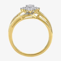 (I, I2) Womens 3/8 CT. T.W. Lab Grown White Diamond 14K Gold Over Silver Cluster Cocktail Ring