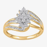 (I, I2) Womens 3/8 CT. T.W. Lab Grown White Diamond 14K Gold Over Silver Cluster Cocktail Ring
