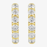 (I, I2) Womens 1 CT. T.W. Lab Grown White Diamond 14K Gold Over Silver 17.6mm Hoop Earrings
