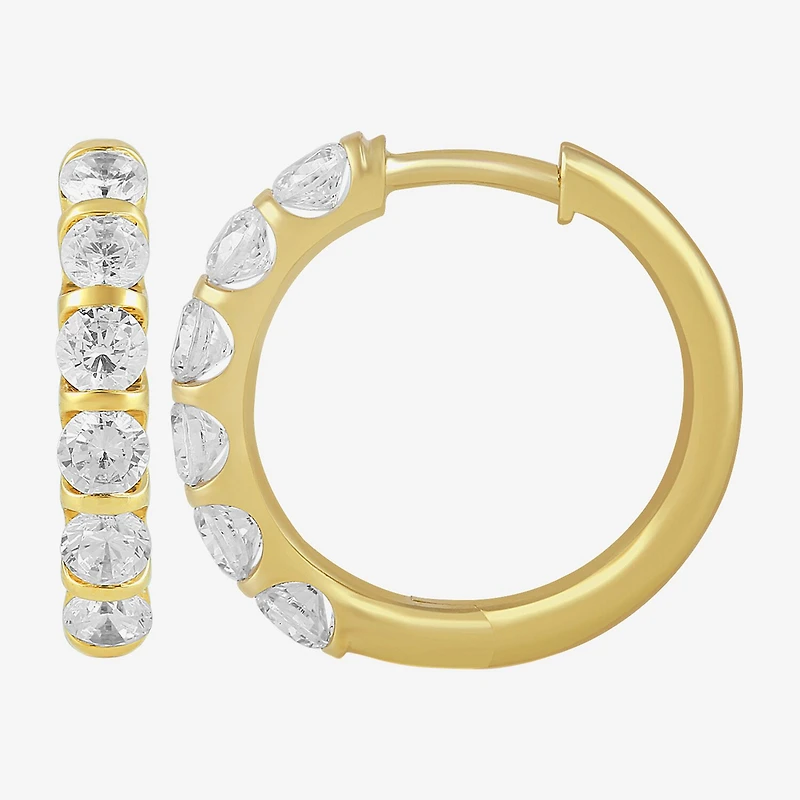 (I, I2) Womens 1 CT. T.W. Lab Grown White Diamond 14K Gold Over Silver 17.6mm Hoop Earrings