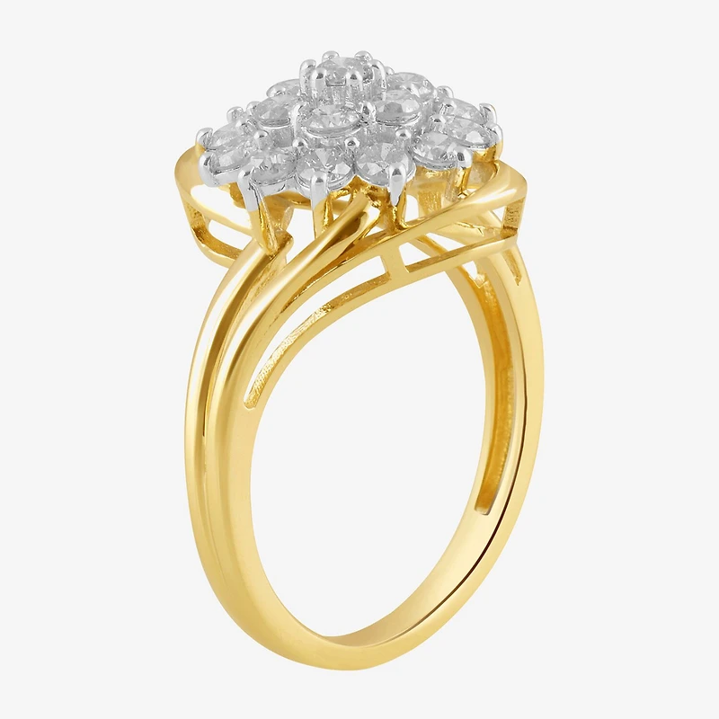 (I, I2) Womens 1 CT. T.W. Lab Grown White Diamond 14K Gold Over Silver Cocktail Ring