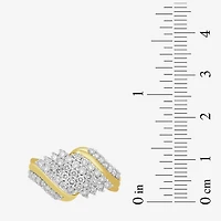 (I, I2) Womens 1 CT. T.W. Lab Grown White Diamond 14K Gold Over Silver Cluster Cocktail Ring
