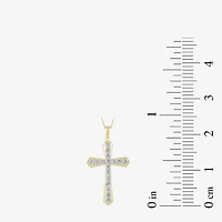Cross (I,I2) Womens 1 CT. T.W. Lab Grown White Diamond 14K Gold Over Silver 18 Inch Pendant Necklace