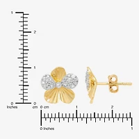 H-I / Si1-Si2 1/10 CT. T.W. Lab Grown White Diamond 14K Gold Over Silver 11.4mm Flower Stud Earrings