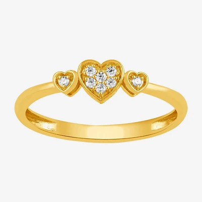 Heart (I, I2) Womens 1/10 CT. T.W. Lab Grown White Diamond 14K Gold Over Silver Delicate Stackable Ring