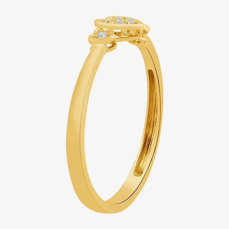 Heart (I, I2) Womens 1/10 CT. T.W. Lab Grown White Diamond 14K Gold Over Silver Delicate Stackable Ring