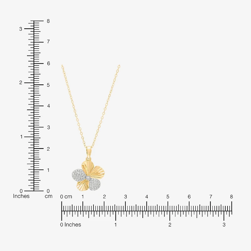 Flower (H-I, Si1-Si2) Womens 1/10 CT. T.W. Lab Grown White Diamond 14K Gold Over Silver Flower 18 Inch Pendant Necklace