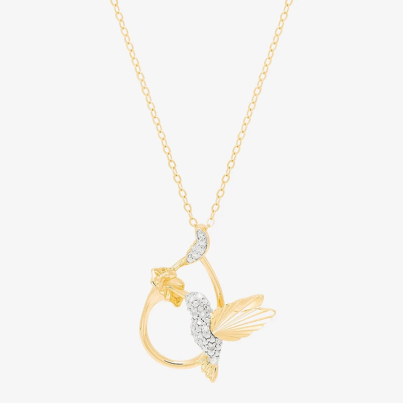 (H-I/Si1-Si2) Womens 1/10 CT. T.W. Lab Grown White Diamond 14K Gold Over Silver 18 Inch Pendant Necklace