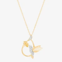 (H-I/Si1-Si2) Womens 1/10 CT. T.W. Lab Grown White Diamond 14K Gold Over Silver 18 Inch Pendant Necklace
