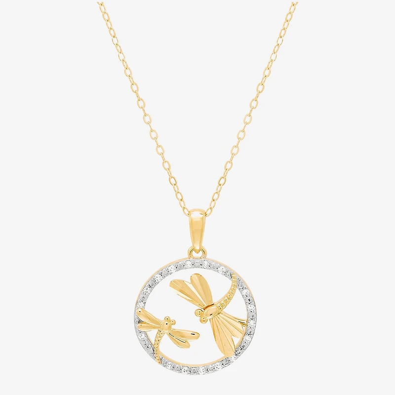 (H-I/Si1-Si2) Womens 1/10 CT. T.W. Lab Grown White Diamond 14K Gold Over Silver 18 Inch Pendant Necklace