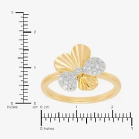 Flower (H-I,Si1-Si2) Womens 1/10 CT. T.W. Lab Grown White Diamond 14K Gold Over Silver Cocktail Ring