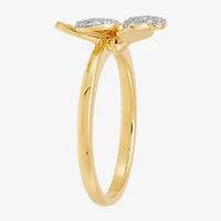 Flower (H-I,Si1-Si2) Womens 1/10 CT. T.W. Lab Grown White Diamond 14K Gold Over Silver Cocktail Ring